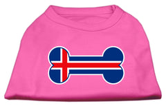 Bone Shaped Iceland Flag Screen Print Shirts Bright Pink XXXL(20)