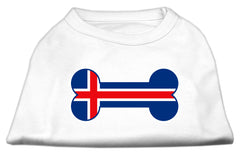 Bone Shaped Iceland Flag Screen Print Shirts White XXXL(20)