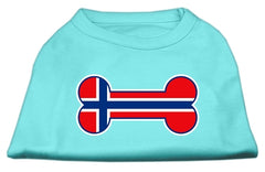 Bone Shaped Norway Flag Screen Print Shirts Aqua XXXL