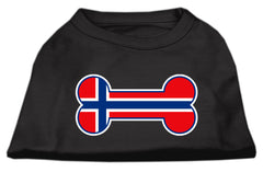 Bone Shaped Norway Flag Screen Print Shirts Black XXXL