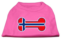 Bone Shaped Norway Flag Screen Print Shirts Bright Pink XXXL