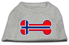 Bone Shaped Norway Flag Screen Print Shirts Grey XXXL