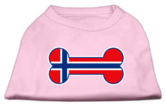 Bone Shaped Norway Flag Screen Print Shirts Light Pink XXXL