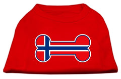 Bone Shaped Norway Flag Screen Print Shirts Red XXXL