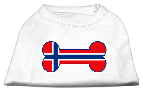 Bone Shaped Norway Flag Screen Print Shirts White XXXL