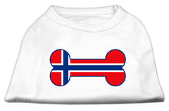 Bone Shaped Norway Flag Screen Print Shirts White XXXL
