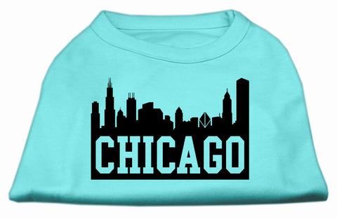 Chicago Skyline Screen Print Shirt Aqua XXXL