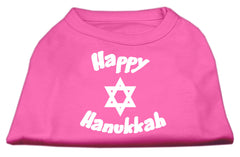 Happy Hanukkah Screen Print Shirt Bright Pink XXXL