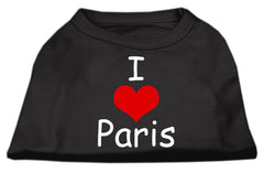 I Love Paris Screen Print Shirts Black  XXXL