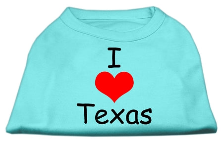 I Love Texas Screen Print Shirts Aqua XXXL