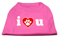 I Love U Screen Print Shirt Bright Pink XXXL