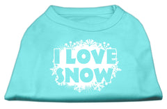 I Love Snow Screenprint Shirts Aqua XXXL