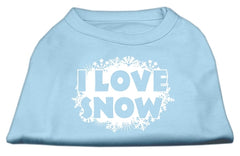 I Love Snow Screenprint Shirts Baby Blue XXXL