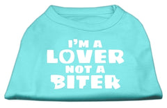 I'm a Lover not a Biter Screen Printed Dog Shirt   Aqua XXXL