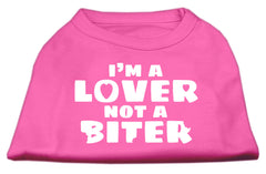 I'm a Lover not a Biter Screen Printed Dog Shirt   Bright Pink XXXL