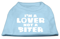 I'm a Lover not a Biter Screen Printed Dog Shirt   Baby Blue XXXL