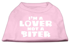 I'm a Lover not a Biter Screen Printed Dog Shirt   Light Pink XXXL