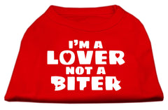 I'm a Lover not a Biter Screen Printed Dog Shirt   Red XXXL